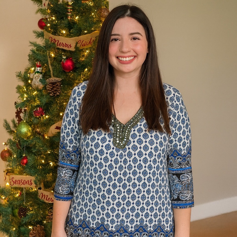 Blue and White Patterned dress